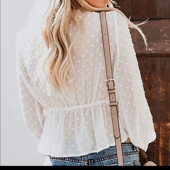 Women's Solid Open Front Tie Knot Long Sleeve Top - Picture 2 of 4